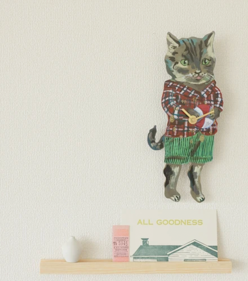 Wall Clock Nathalie Lete Diecut clock Tabby cat
