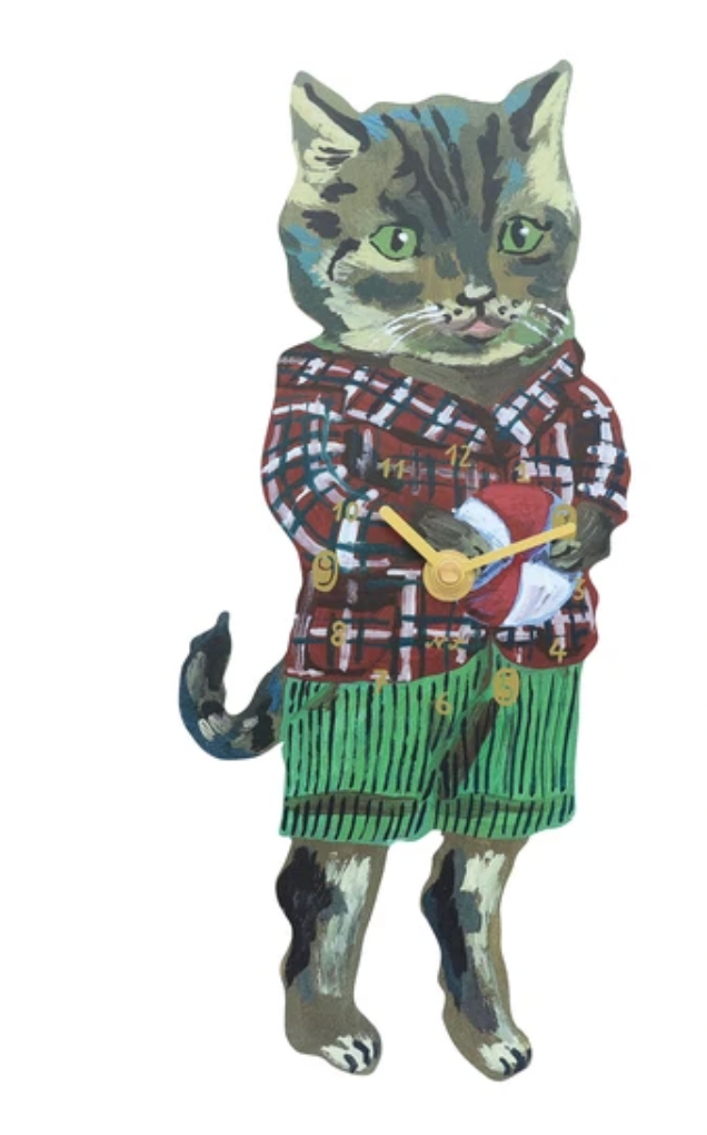 Wall Clock Nathalie Lete Diecut clock Tabby cat