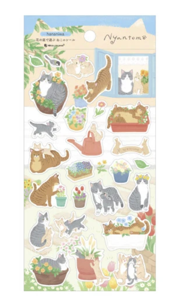 Sticker Seal*Nyan Tomo Large Hananiwa