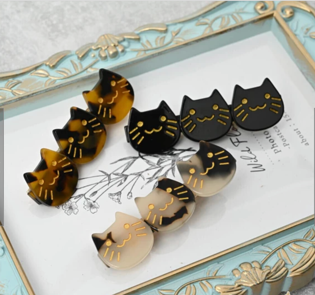Clip Brown Ladies fashion Hair Clip Black Cat