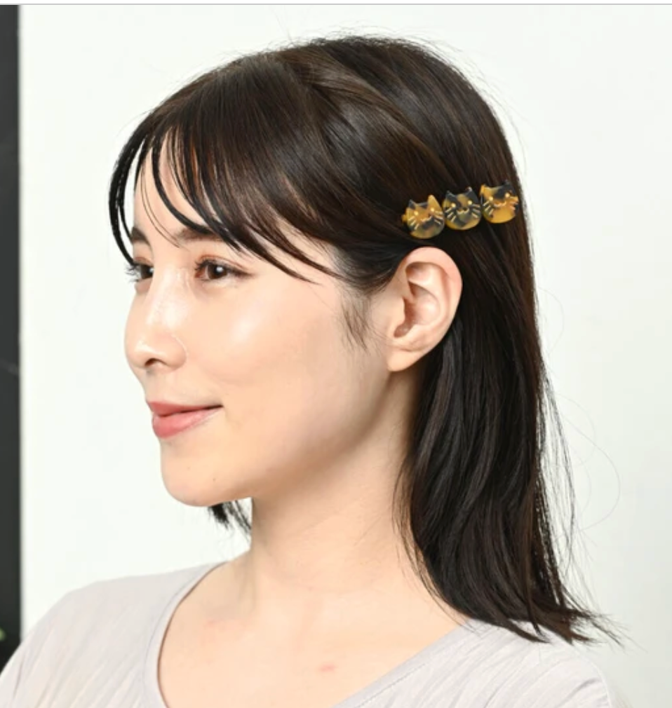 Clip Brown Ladies fashion Hair Clip Beige Cat
