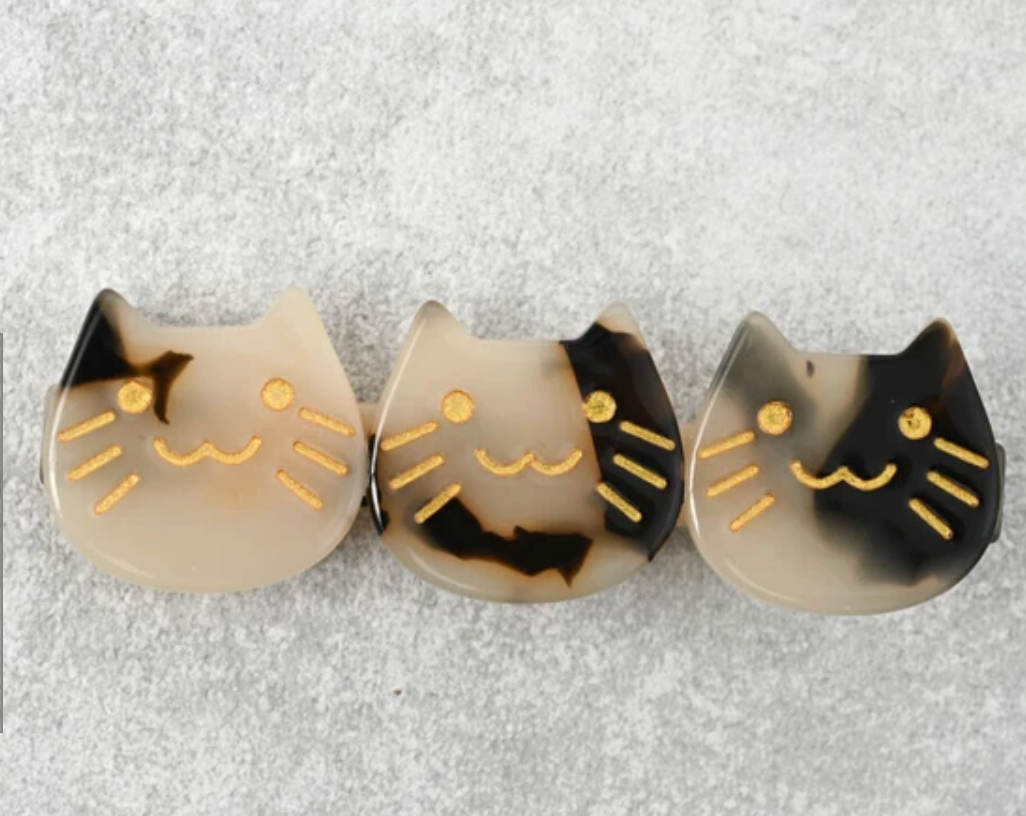 Clip Brown Ladies fashion Hair Clip Beige Cat