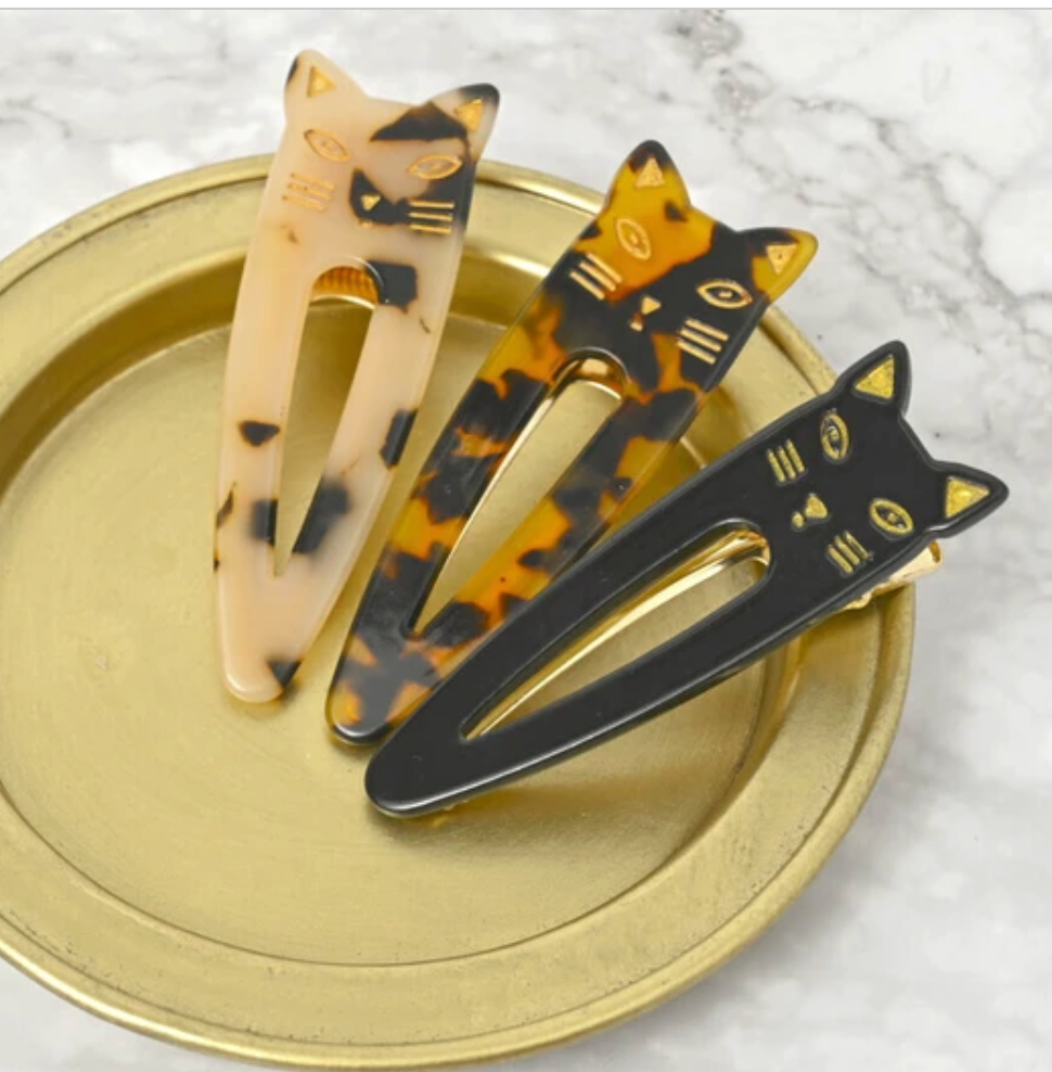 Clip Brown Ladies fashion Hair Clip Black Cat