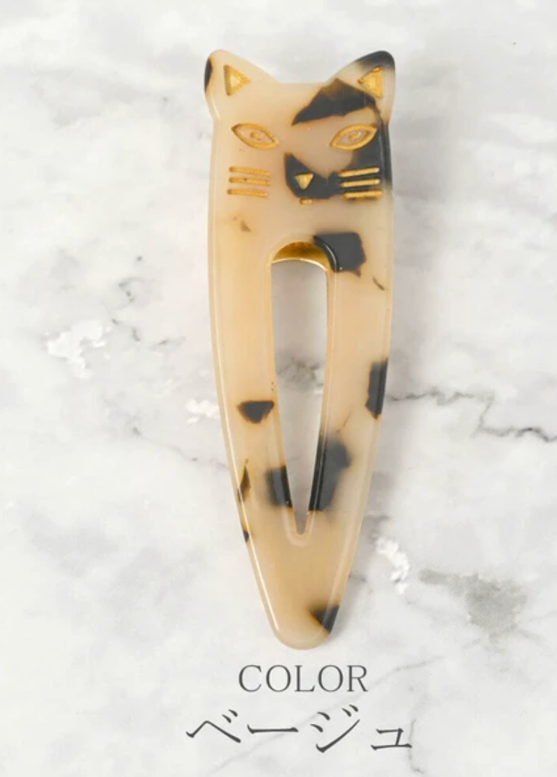 Clip Brown Ladies fashion Hair Clip Beige Cat